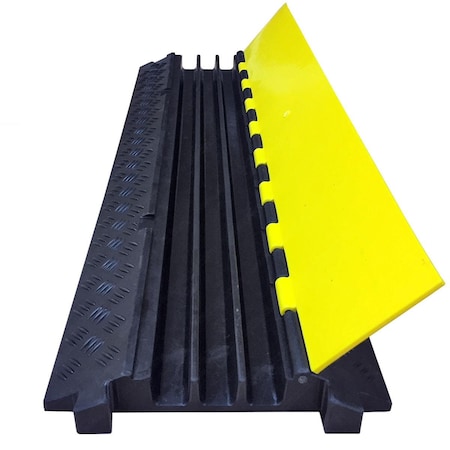 Switch On Cable Protector, 2 in H, 35-3/4 in L, 11-7/8 in W, 3 Channel, Rubber, Black, Yellow SW3024987